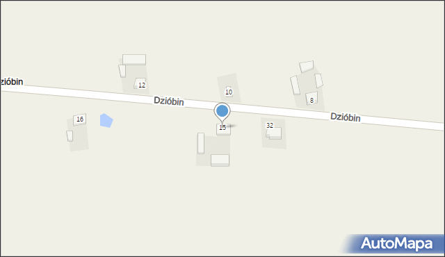 Dzióbin, Dzióbin, 15, mapa Dzióbin