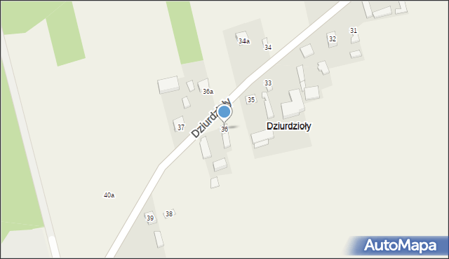 Dziurdzioły, Dziurdzioły, 36, mapa Dziurdzioły