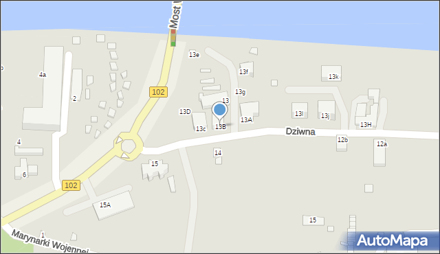 Dziwnów, Dziwna, 13B, mapa Dziwnów