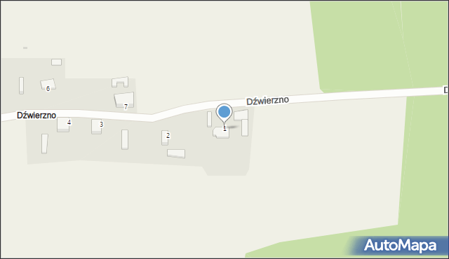 Dźwierzno, Dźwierzno, 1, mapa Dźwierzno