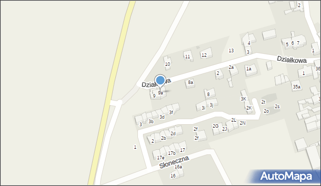 Jaczów, Działkowa, 9a, mapa Jaczów