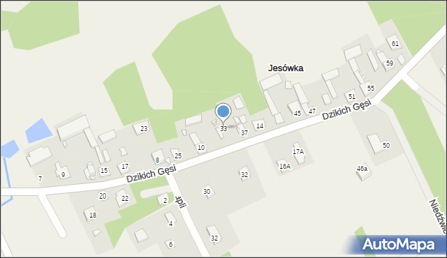 Jesówka, Dzikich Gęsi, 33, mapa Jesówka