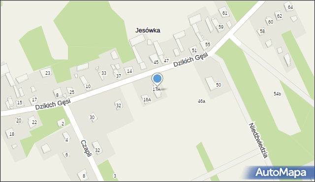 Jesówka, Dzikich Gęsi, 40, mapa Jesówka