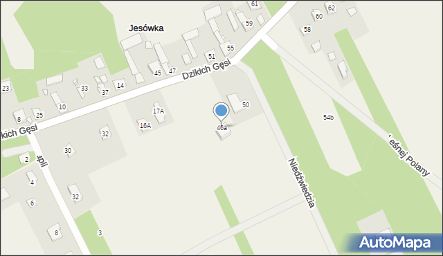 Jesówka, Dzikich Gęsi, 46a, mapa Jesówka