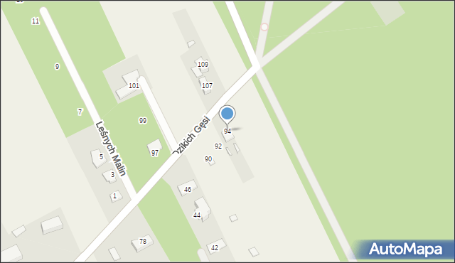 Jesówka, Dzikich Gęsi, 94, mapa Jesówka