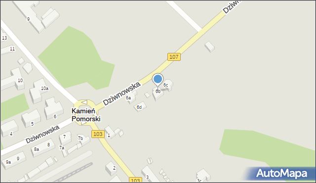 Kamień Pomorski, Dziwnowska, 6b, mapa Kamień Pomorski