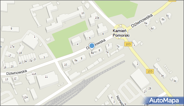 Kamień Pomorski, Dziwnowska, 8a, mapa Kamień Pomorski