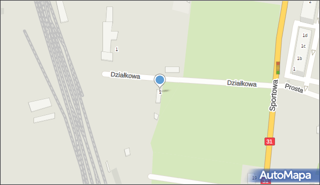 Kostrzyn nad Odrą, Działkowa, 1, mapa Kostrzyn nad Odrą