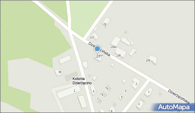 Koszalin, Dzierżęcińska, 115, mapa Koszalina