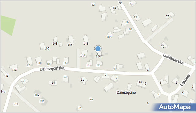 Koszalin, Dzierżęcińska, 12A, mapa Koszalina