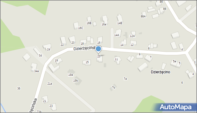 Koszalin, Dzierżęcińska, 13, mapa Koszalina