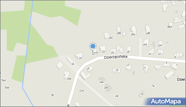 Koszalin, Dzierżęcińska, 22, mapa Koszalina