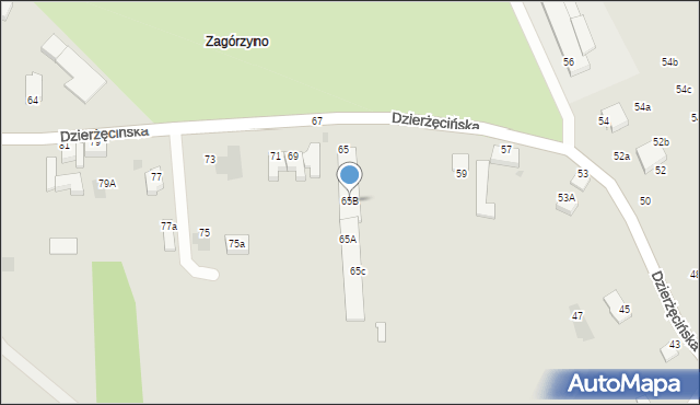 Koszalin, Dzierżęcińska, 65B, mapa Koszalina