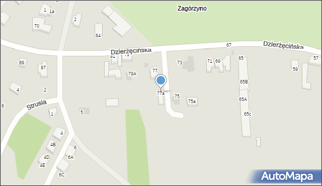 Koszalin, Dzierżęcińska, 77a, mapa Koszalina
