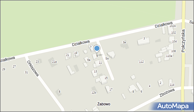 Koszalin, Działkowa, 9, mapa Koszalina