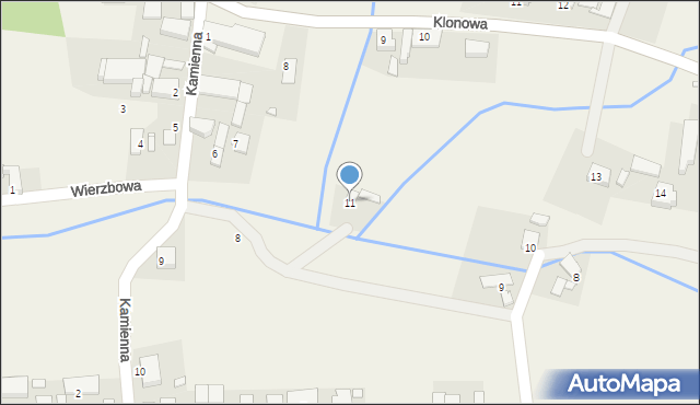 Kujakowice Górne, Dzierżona Jana, ks., 11, mapa Kujakowice Górne