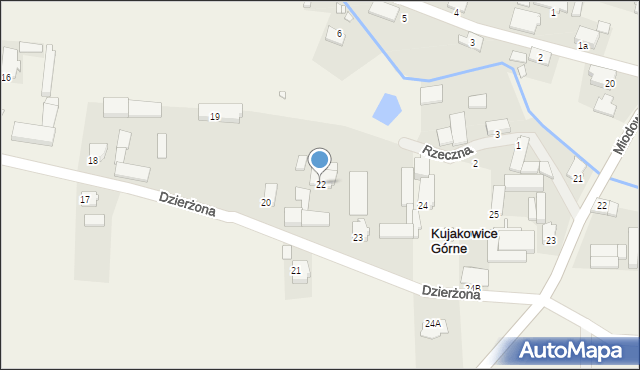 Kujakowice Górne, Dzierżona Jana, ks., 22, mapa Kujakowice Górne