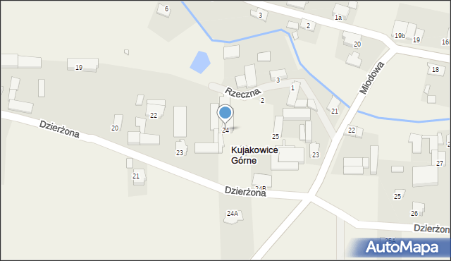 Kujakowice Górne, Dzierżona Jana, ks., 24, mapa Kujakowice Górne