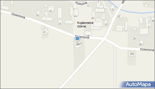 Kujakowice Górne, Dzierżona Jana, ks., 24A, mapa Kujakowice Górne