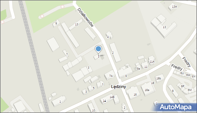 Lędziny, Działkowców, 1, mapa Lędziny