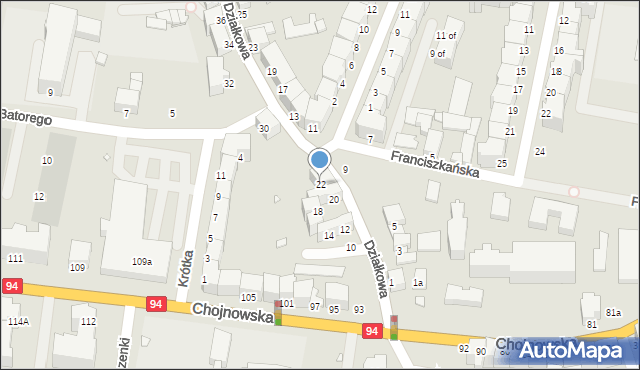 Legnica, Działkowa, 22, mapa Legnicy