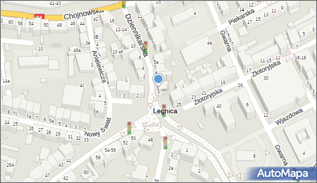 Legnica, Dziennikarska, 1, mapa Legnicy