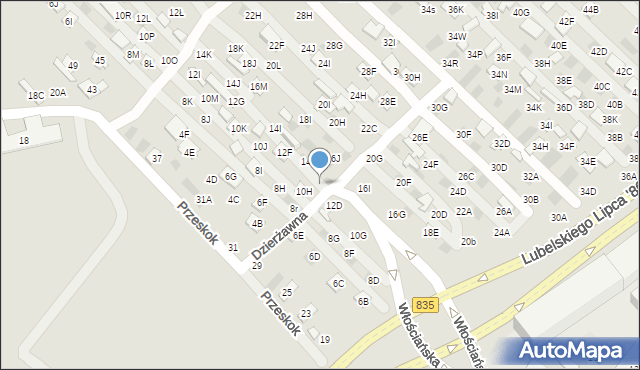 Lublin, Dzierżawna, 12E, mapa Lublina