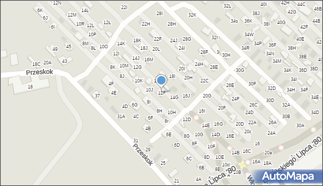 Lublin, Dzierżawna, 12F, mapa Lublina