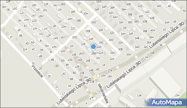 Lublin, Dzierżawna, 20D, mapa Lublina