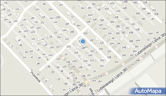 Lublin, Dzierżawna, 24F, mapa Lublina