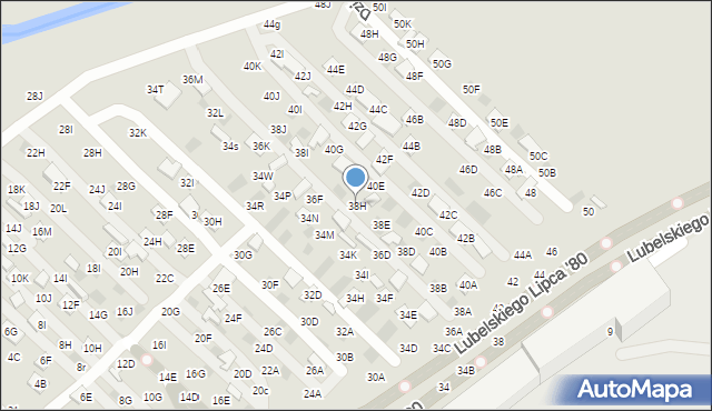 Lublin, Dzierżawna, 38H, mapa Lublina