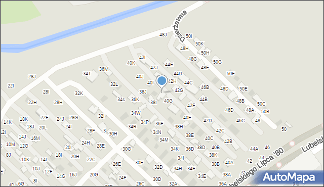 Lublin, Dzierżawna, 40H, mapa Lublina