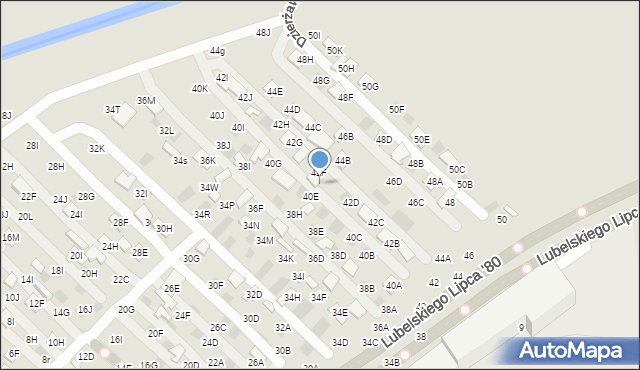 Lublin, Dzierżawna, 42E, mapa Lublina