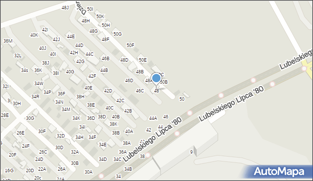 Lublin, Dzierżawna, 48, mapa Lublina