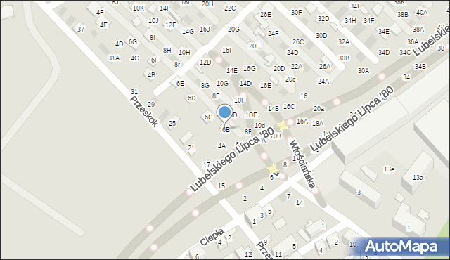 Lublin, Dzierżawna, 6B, mapa Lublina