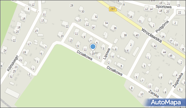 Lubsko, Działkowa, 13, mapa Lubsko