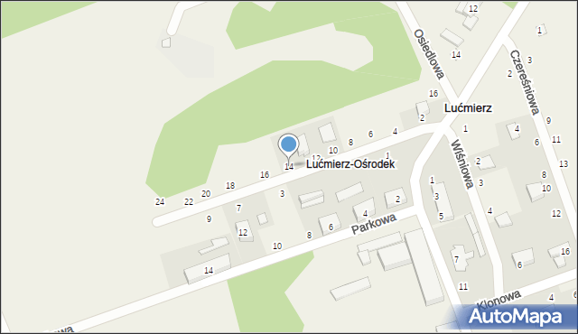 Lućmierz-Ośrodek, Działkowa, 14, mapa Lućmierz-Ośrodek