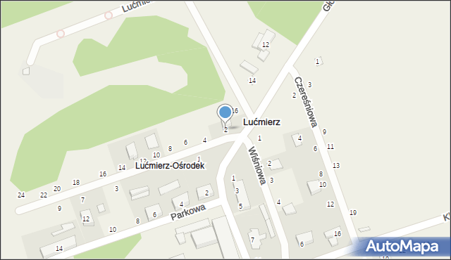 Lućmierz-Ośrodek, Działkowa, 2, mapa Lućmierz-Ośrodek