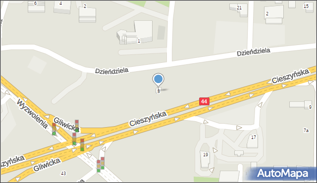 Mikołów, Dzieńdziela Mieczysława, 8, mapa Mikołów