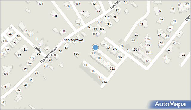 Mikołów, Dzwonkowa, 31k, mapa Mikołów