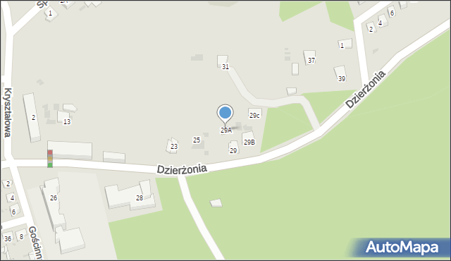 Mysłowice, Dzierżonia Jana, 29A, mapa Mysłowice