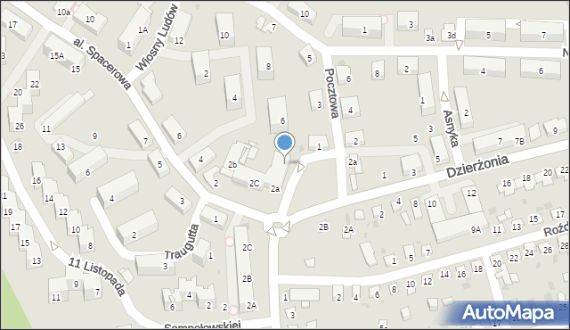 Mysłowice, Dzierżonia Jana, 2A, mapa Mysłowice