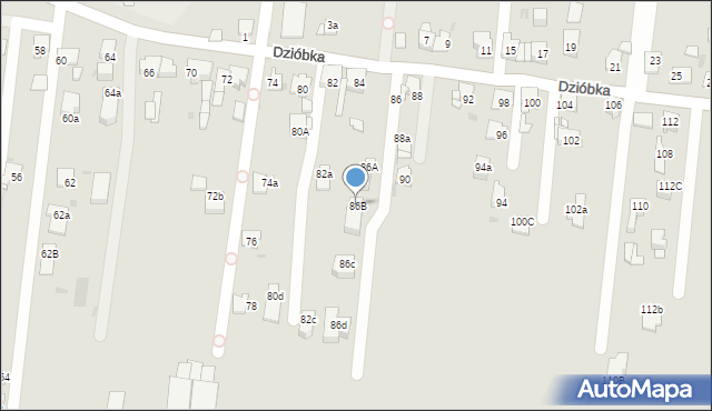Mysłowice, Dzióbka Adama, 86B, mapa Mysłowice
