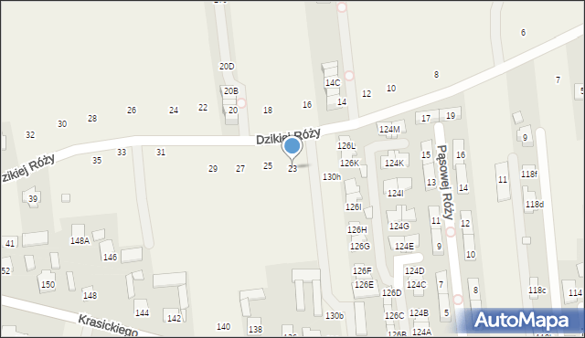 Nowa Wola, Dzikiej Róży, 23, mapa Nowa Wola