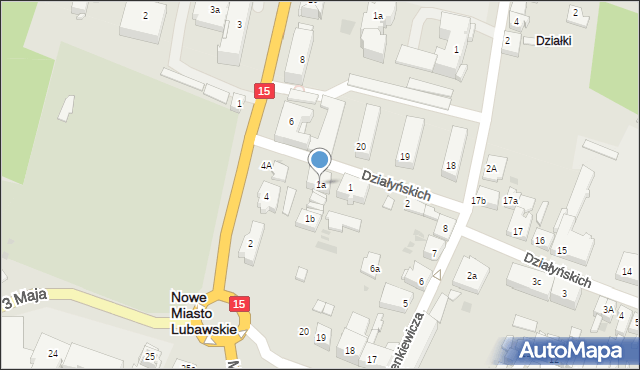 Nowe Miasto Lubawskie, Działyńskich, 1a, mapa Nowe Miasto Lubawskie