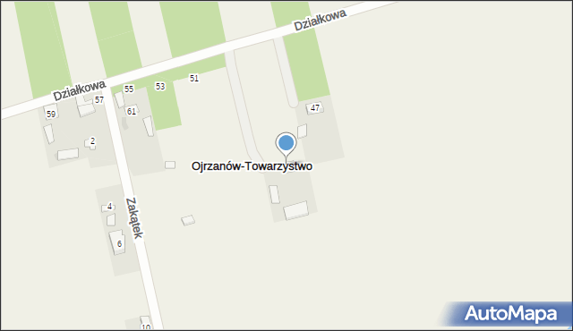 Ojrzanów-Towarzystwo, Działkowa, 51, mapa Ojrzanów-Towarzystwo