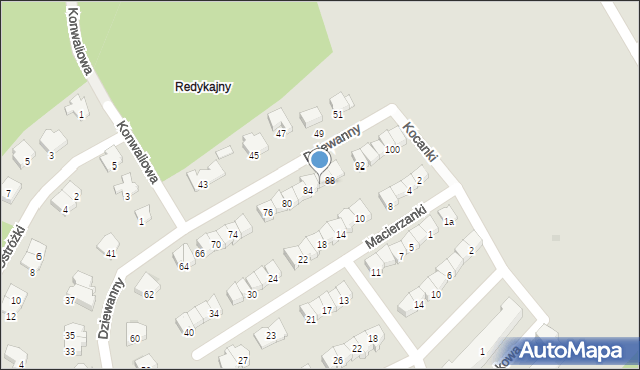 Olsztyn, Dziewanny, 86, mapa Olsztyna