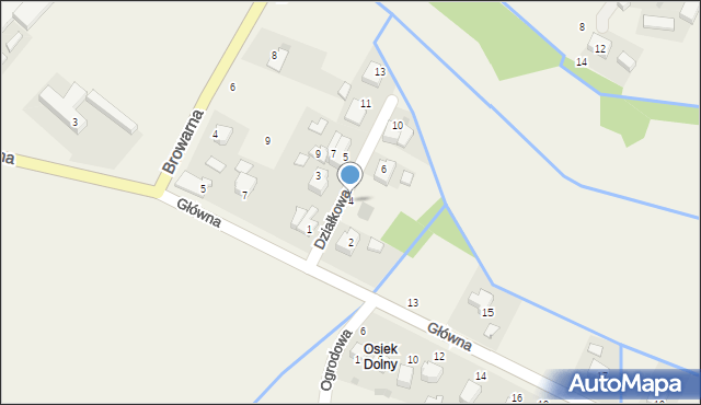 Osiek, Działkowa, 4, mapa Osiek