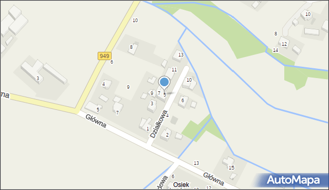 Osiek, Działkowa, 5, mapa Osiek