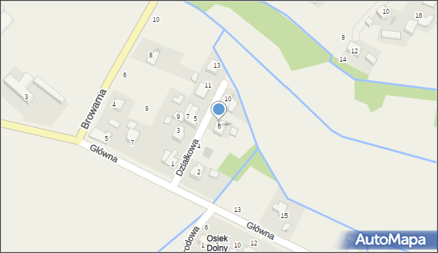 Osiek, Działkowa, 6, mapa Osiek